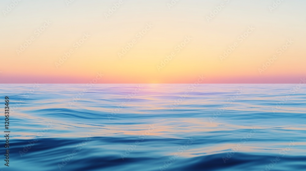 Obraz premium A serene ocean sunset gradient background.featuring soft blues and oranges.highlighting the beauty of a sunset over the ocean.Ideal for travel promotions, nature blogs, and calming designs