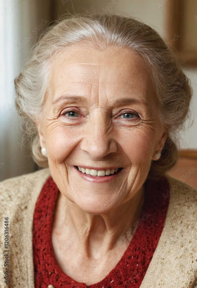 Portrait einer lächelnden Seniorin zuhause Portrait einer lächelnden Seniorin zuhause