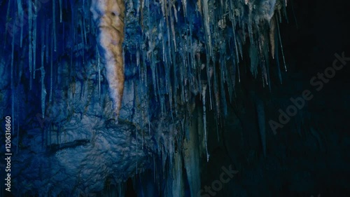blue cave stalagmites