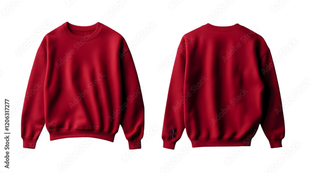 Red Crewneck Sweatshirt Mockup Front Back View Blank Apparel Fashion Design Clothing Red Crewneck Sweatshirt Mockup Front Back View Blank Apparel Fashion Design Clothing