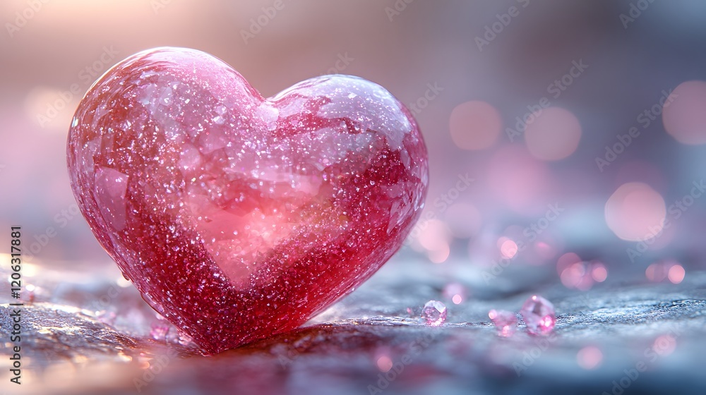 Dynamic 3D Heart Adorned With Sparkles and Emojis to Express Valentine's Day Love Dynamic 3D Heart Adorned With Sparkles and Emojis to Express Valentine's Day Love