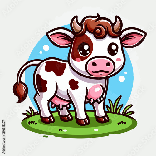 cow animal cartoon vector illustration