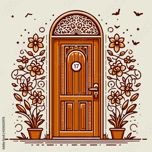 vector illustration of a house door
