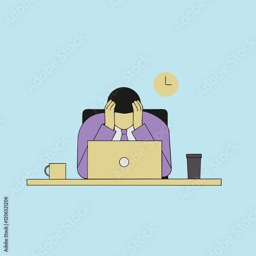 Professional Burnout Syndrome, Exhausted Manager at Work illustration