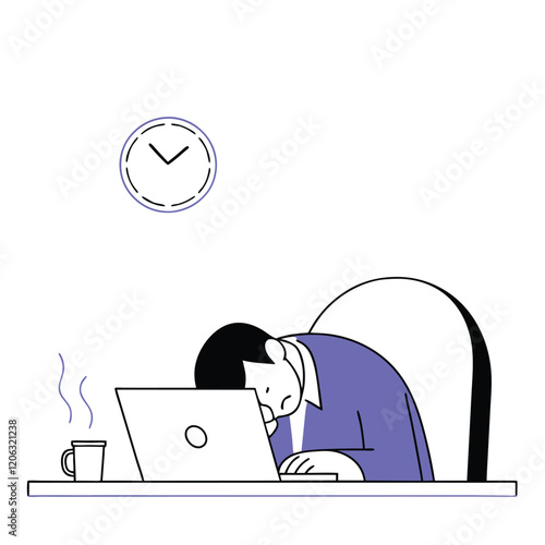 Professional Burnout Syndrome, Exhausted Manager at Work illustration