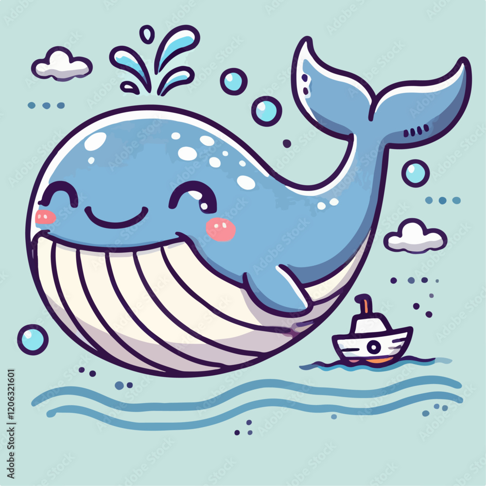 Naklejka premium whale cartoon vector illustration