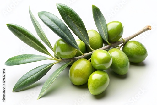 Wallpaper Mural Olive Branch with Green Olives, Isolated on White Background - Low Light Photography Stock Photo Torontodigital.ca