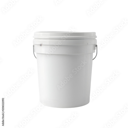 Plastic Paint Bucket white color 3D rendering isolated