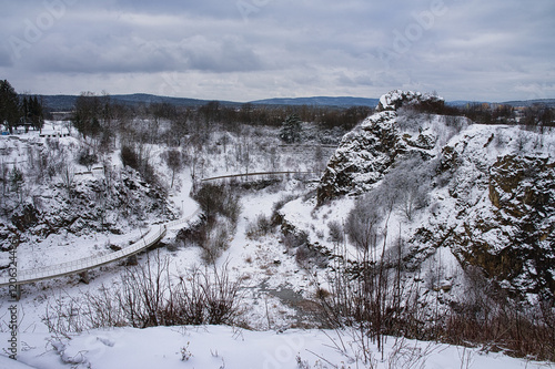 Former Kadzielnia quarry - an inanimate nature reserve, established in 1962 - The reserve is crossed by trails: urban and walking: green and blue. Winter 2025, Kielce, Poland photo