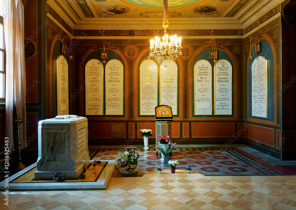 Saint Petersburg Russia. Final burial place of assasinated Tsar Nicholas II and family in Saints Peter and Paul Cathedral