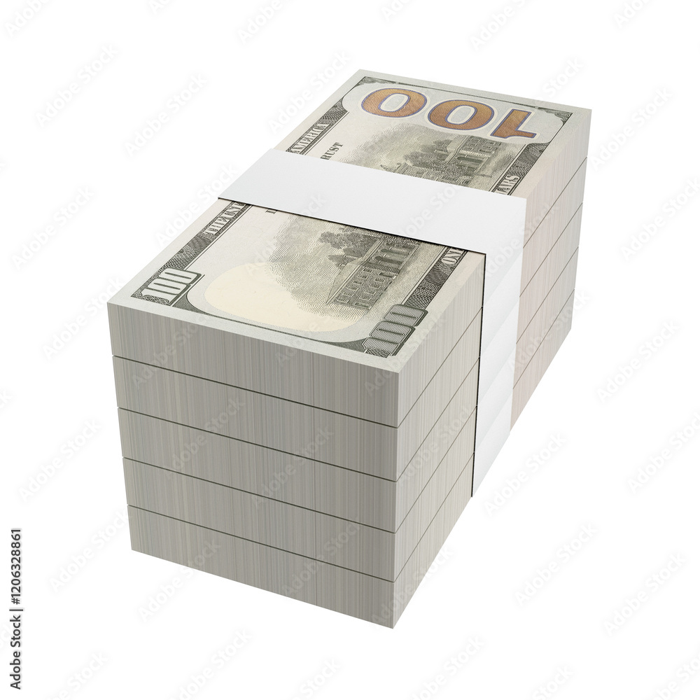 Asset 3D realistic American 100-dollar bill with isolated background Asset 3D realistic American 100-dollar bill with isolated background