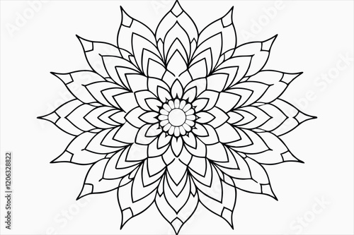 Modern floral mandala line art design