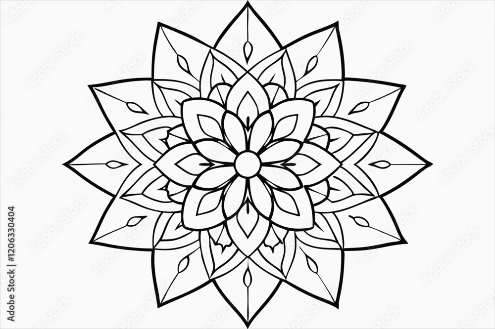 Modern floral mandala line art design Modern floral mandala line art design