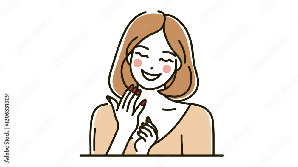 woman got her nails done, showcasing freshly manicured hands. \simple vector illustration, ideal for advertisements, beauty salons, nail care promotions, and self-care campaigns woman got her nails done, showcasing freshly manicured hands. \simple vector illustration, ideal for advertisements, beauty salons, nail care promotions, and self-care campaigns