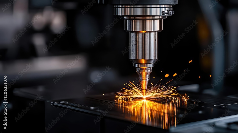 Precision laser cutting metal sparks in factory Precision laser cutting metal sparks in factory
