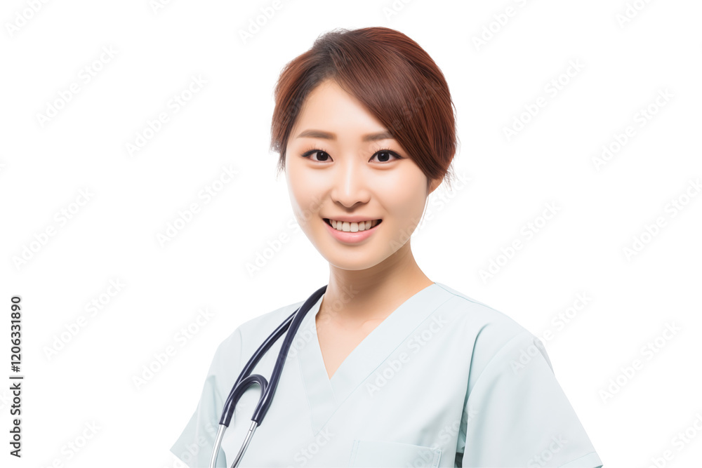 Smiling Asian Nurse in Professional Uniform with Stethoscope, Friendly and Caring Healthcare Worker, Transparent Background, Ideal for Medical, Healthcare, and Wellness Concepts. PNG. cut out. Smiling Asian Nurse in Professional Uniform with Stethoscope, Friendly and Caring Healthcare Worker, Transparent Background, Ideal for Medical, Healthcare, and Wellness Concepts. PNG. cut out.