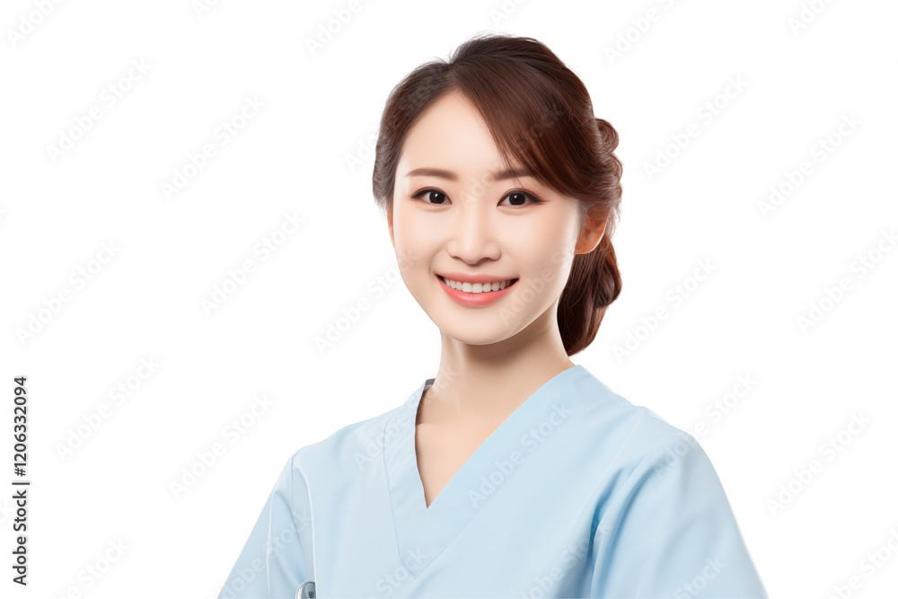 Smiling Asian Nurse in Professional Uniform with Stethoscope, Friendly and Caring Healthcare Worker, Transparent Background, Ideal for Medical, Healthcare, and Wellness Concepts. PNG. cut out. Smiling Asian Nurse in Professional Uniform with Stethoscope, Friendly and Caring Healthcare Worker, Transparent Background, Ideal for Medical, Healthcare, and Wellness Concepts. PNG. cut out.