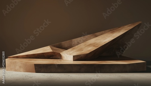 Brown Geometric Podium Abstract Design For Product Presentations: Rendered Aesthetics photo