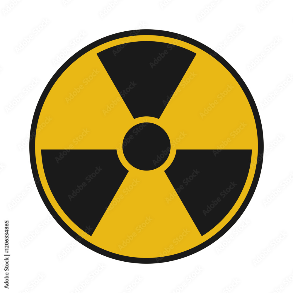 Nuclear power or radioactive material danger warning sign symbol in yellow and black vector Nuclear power or radioactive material danger warning sign symbol in yellow and black vector