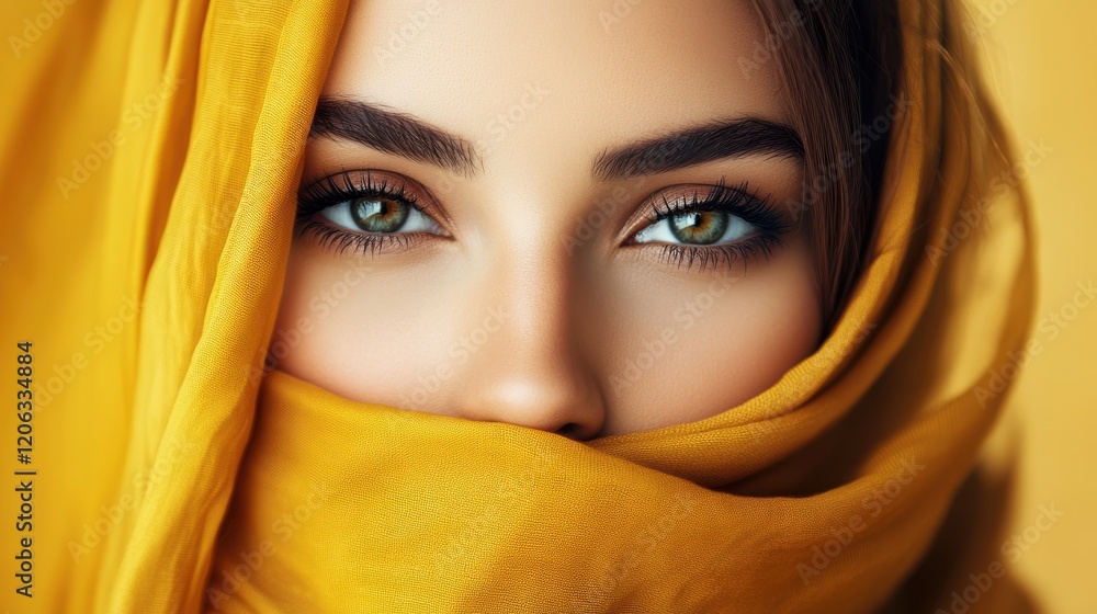 beautiful Muslim woman covered her face in b hijab. focus on the eyes beautiful Muslim woman covered her face in b hijab. focus on the eyes