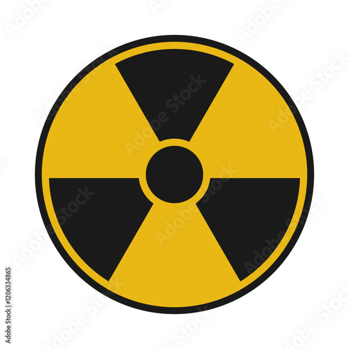 Nuclear power or radioactive material danger warning sign symbol in yellow and black vector