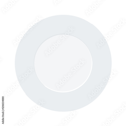 Top view of an empty round white dinner plate vector