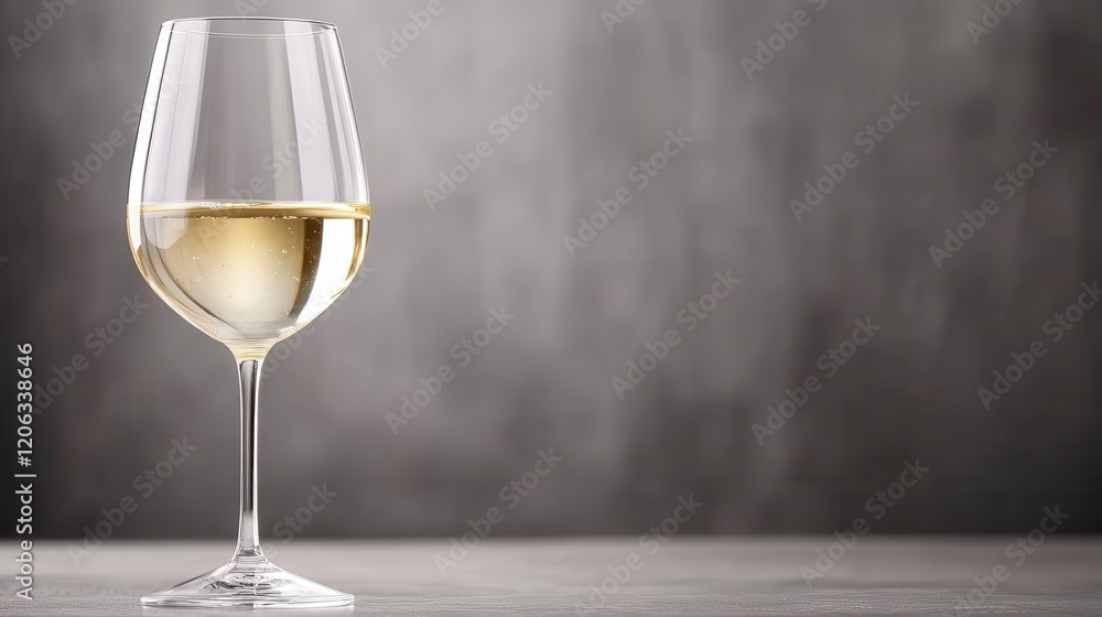Elegant white wine glass reflecting soft light on a textured background Elegant white wine glass reflecting soft light on a textured background