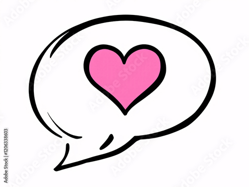 Pink heart icon inside a black speech bubble, symbolizing loving communication and affectionate messages.