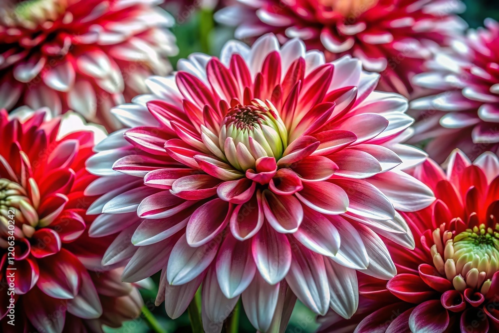 Red and White Chrysanthemum Long Exposure, Abstract Floral Photography, Botanical Bloom Red and White Chrysanthemum Long Exposure, Abstract Floral Photography, Botanical Bloom