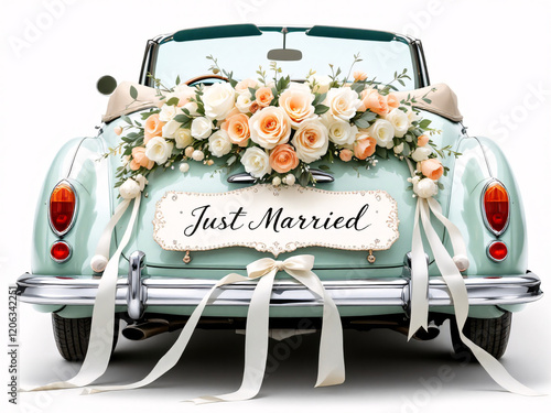 Wedding car with flowers, 
