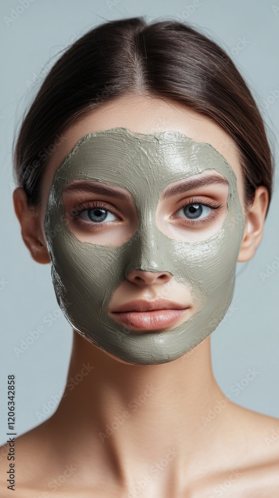 Woman applying a green facial mask at home while enjoying a self-care routine in a relaxed setting Woman applying a green facial mask at home while enjoying a self-care routine in a relaxed setting