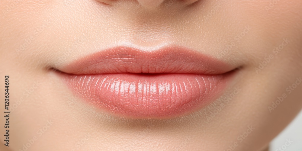 Obraz premium Close-Up of Glossy Lips with Radiant and Smooth Skin Texture 24