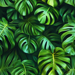 Keuken achterwand Planten patronen Weelderige groene monstera junglebladeren  © Janine