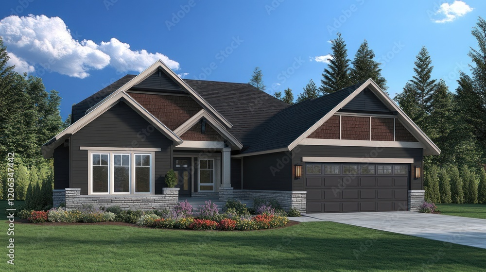 Modern Craftsman Style Home with Landscaping Modern Craftsman Style Home with Landscaping