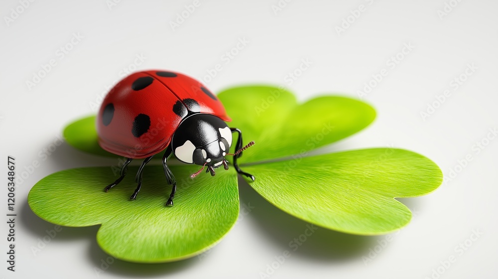 Fototapeta premium ladybug on green leaf
