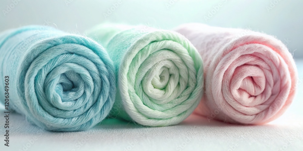 Soft Pastel Cashmere Rolls: Luxurious Close-Up Texture Photography Soft Pastel Cashmere Rolls: Luxurious Close-Up Texture Photography