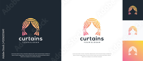 Curtain logo design. Luxury curtain logo design vector icon.