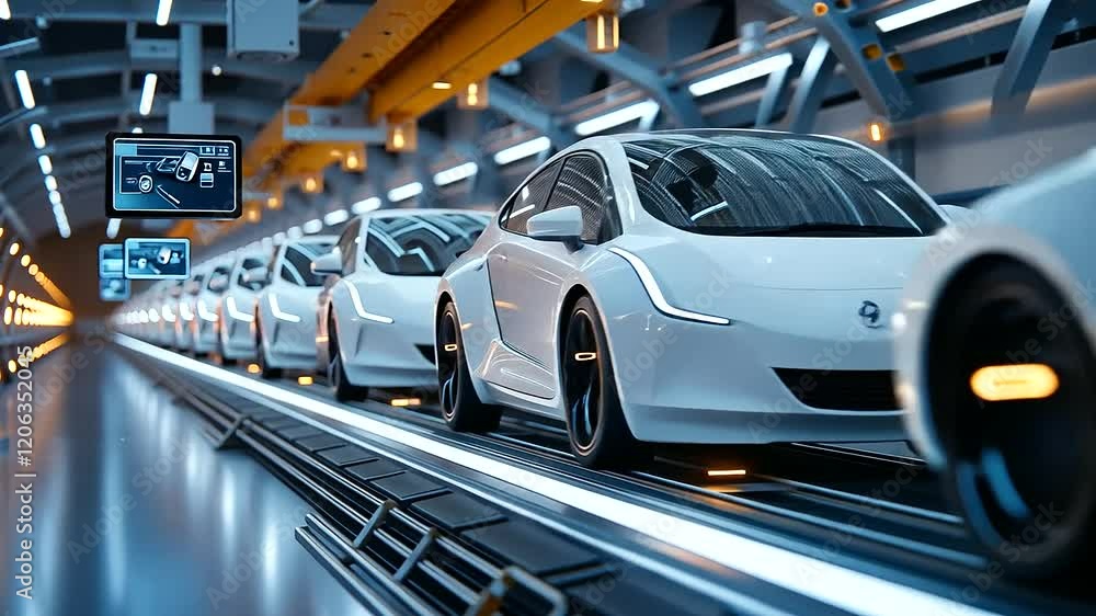 Futuristic Car Factory with Advanced Robotics and Technology Futuristic Car Factory with Advanced Robotics and Technology