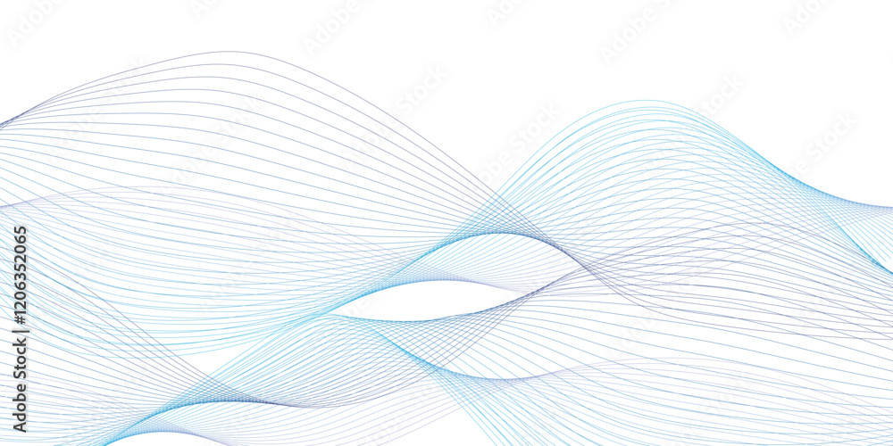 Fototapeta premium Abstract wave of the blue and other colored blend lines. Abstract blue smooth wave on a white background. Dynamic sound wave isolated. Creative line art. Vector illustration