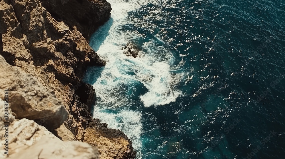 Rocky Coastline Waves Crashing Against Rugged Cliffs Rocky Coastline Waves Crashing Against Rugged Cliffs