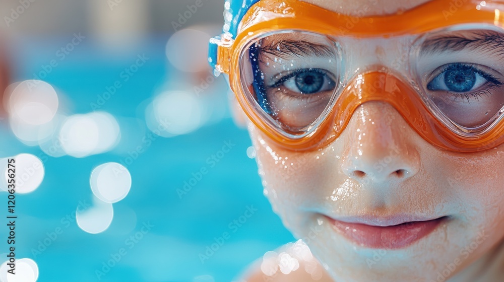 Swimmer boy ready to dive into adventure at the swimming pool Swimmer boy ready to dive into adventure at the swimming pool