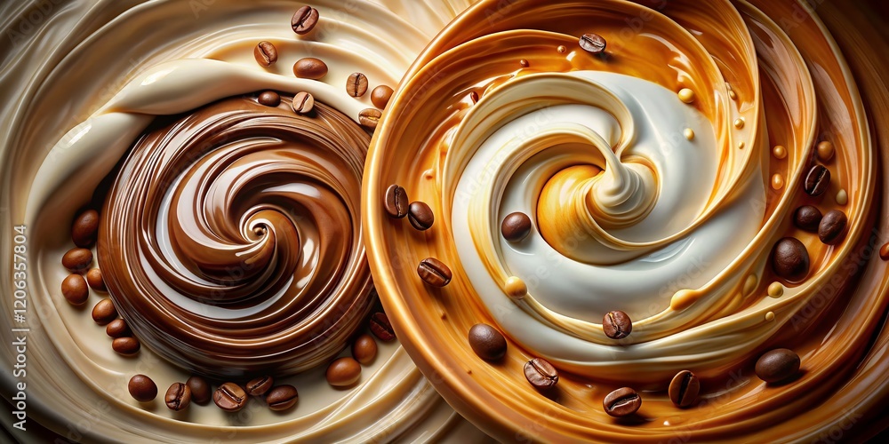 Swirling Coffee Milk Blend: Calming Brown & White Abstract Art Swirling Coffee Milk Blend: Calming Brown & White Abstract Art