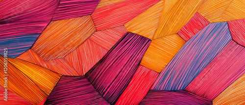 Vibrant marker-drawn wood texture featuring bold lines and bright colors in a unique pattern