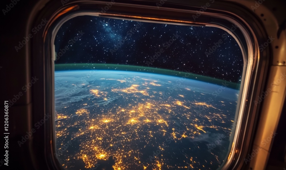 A View of Earth at Night from a Spacecraft Window A View of Earth at Night from a Spacecraft Window