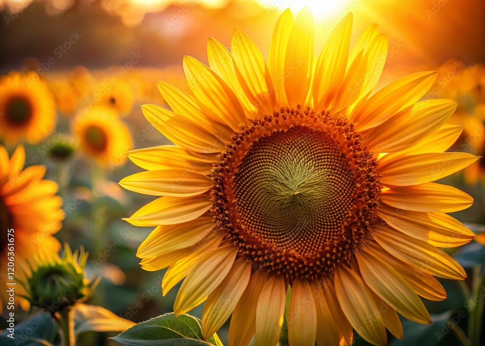 Fototapeta premium Vibrant Close-Up of a Warm-Colored Sunflower with Shallow Depth of Field