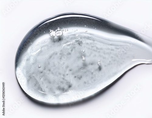 clear transparent cleanser gel swatch on a white background hydrating serum or lightweight facial gel texture1.jpg photo