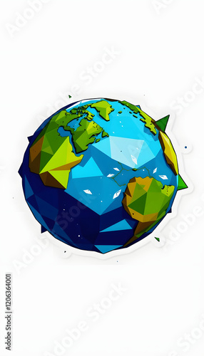 Wallpaper Mural 3D illustration of earth globe in geometric chaos, sticker style, with white tones Torontodigital.ca