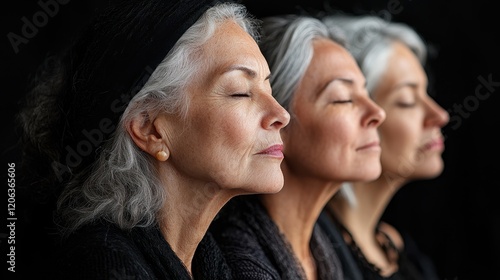 Group of women in their late fifties enjoying a cheerful gathering photo