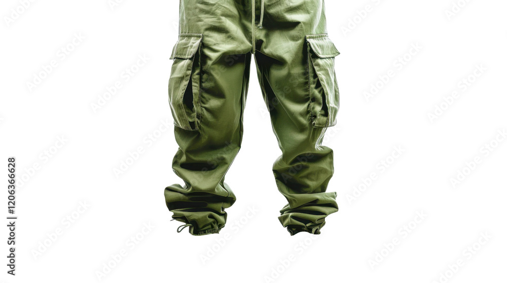 Green Jogging pants cargo style on transparent background Green Jogging pants cargo style on transparent background