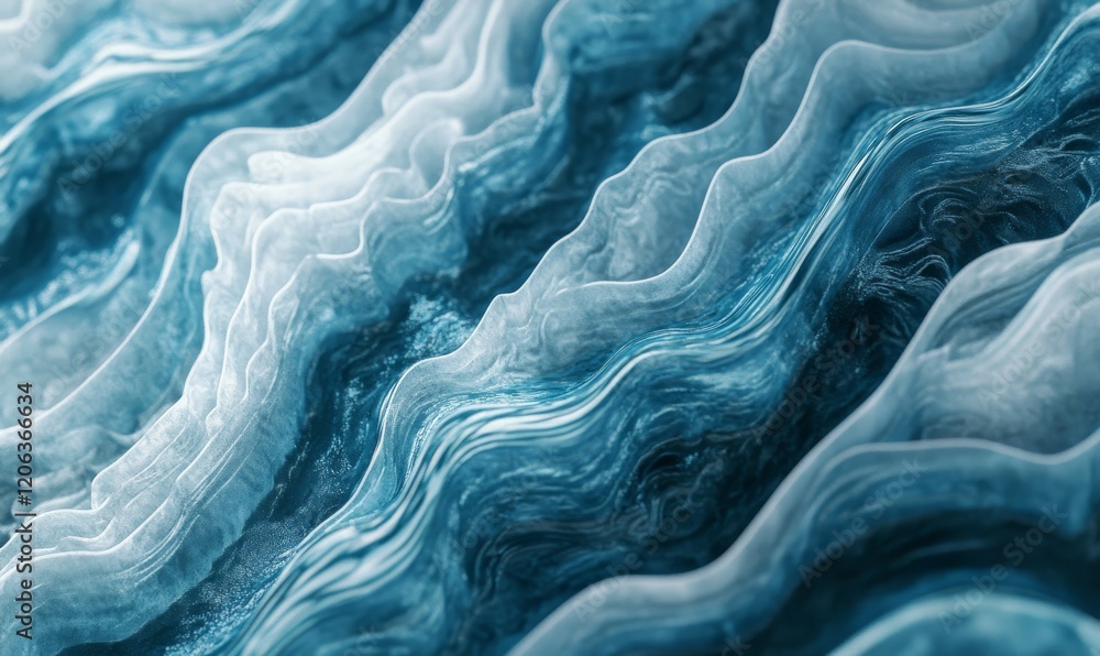 Fototapeta premium Abstract 3D Render of Wavy Blue Lines